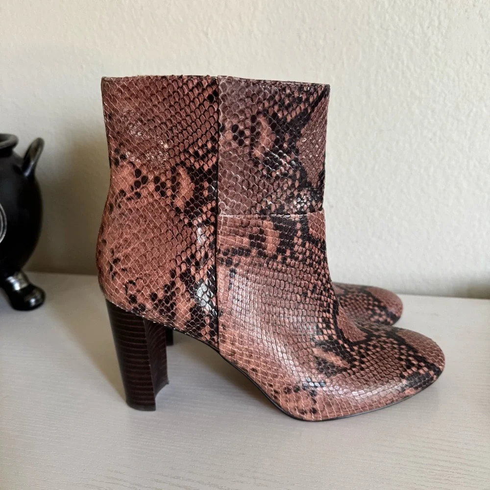 Ann Taylor | Tallulah Snakeskin Embossed Leather Booties